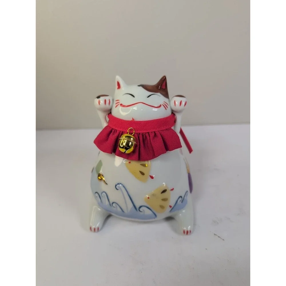 Japanese Lucky Cat Coin Box Maneki Neko Piggy Bank Auspicious Ceramic